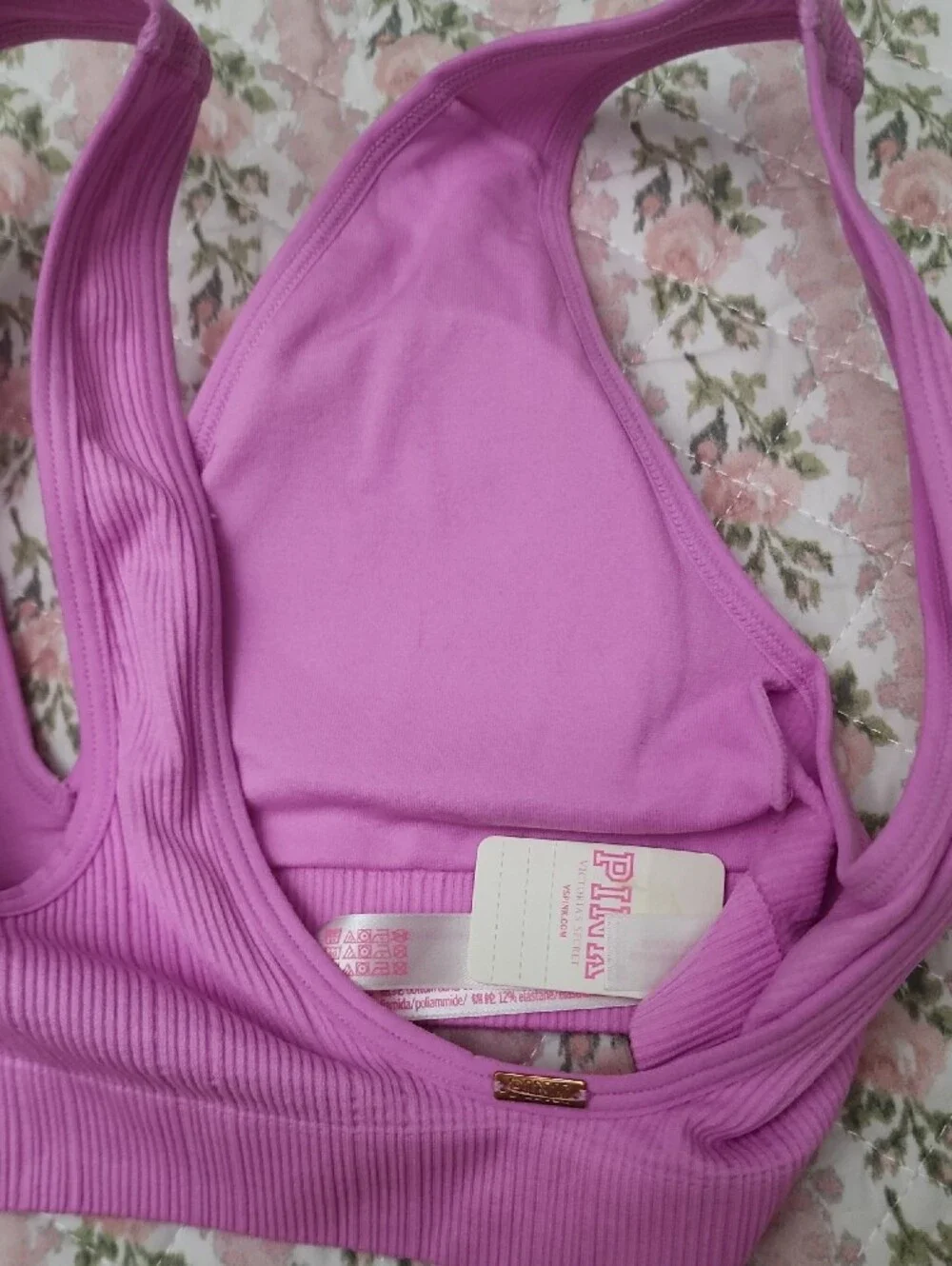 NWT PINK Victoria's Secret Ribbed Bralette in Lavender Pink XS XP
